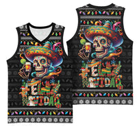 Mexican Sugar Skull Spanish Christmas Basketball Jersey Feliz Navidad Mexico - Wonder Print Shop