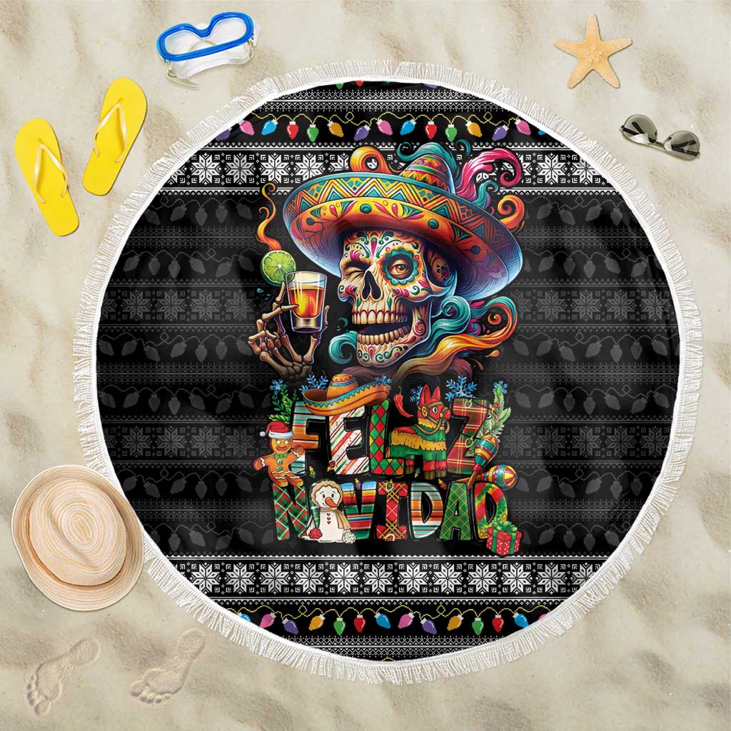 Mexican Sugar Skull Spanish Christmas Beach Blanket Feliz Navidad Mexico - Wonder Print Shop