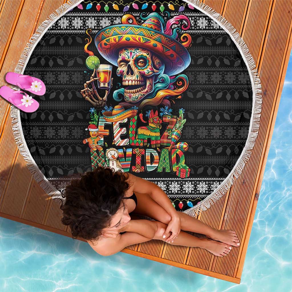 Mexican Sugar Skull Spanish Christmas Beach Blanket Feliz Navidad Mexico - Wonder Print Shop
