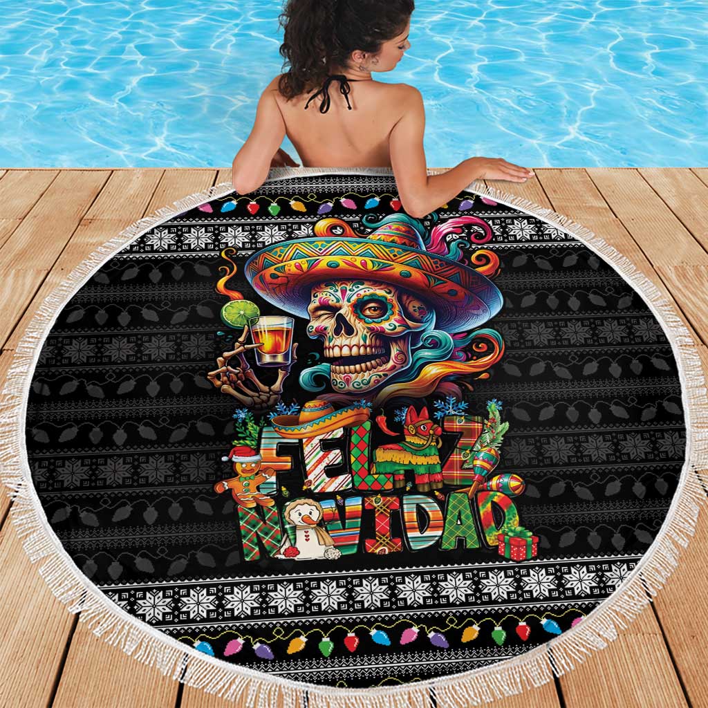 Mexican Sugar Skull Spanish Christmas Beach Blanket Feliz Navidad Mexico - Wonder Print Shop