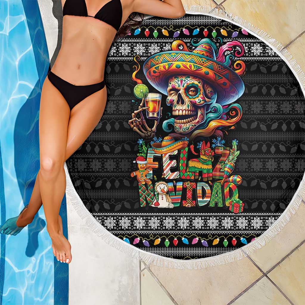 Mexican Sugar Skull Spanish Christmas Beach Blanket Feliz Navidad Mexico - Wonder Print Shop