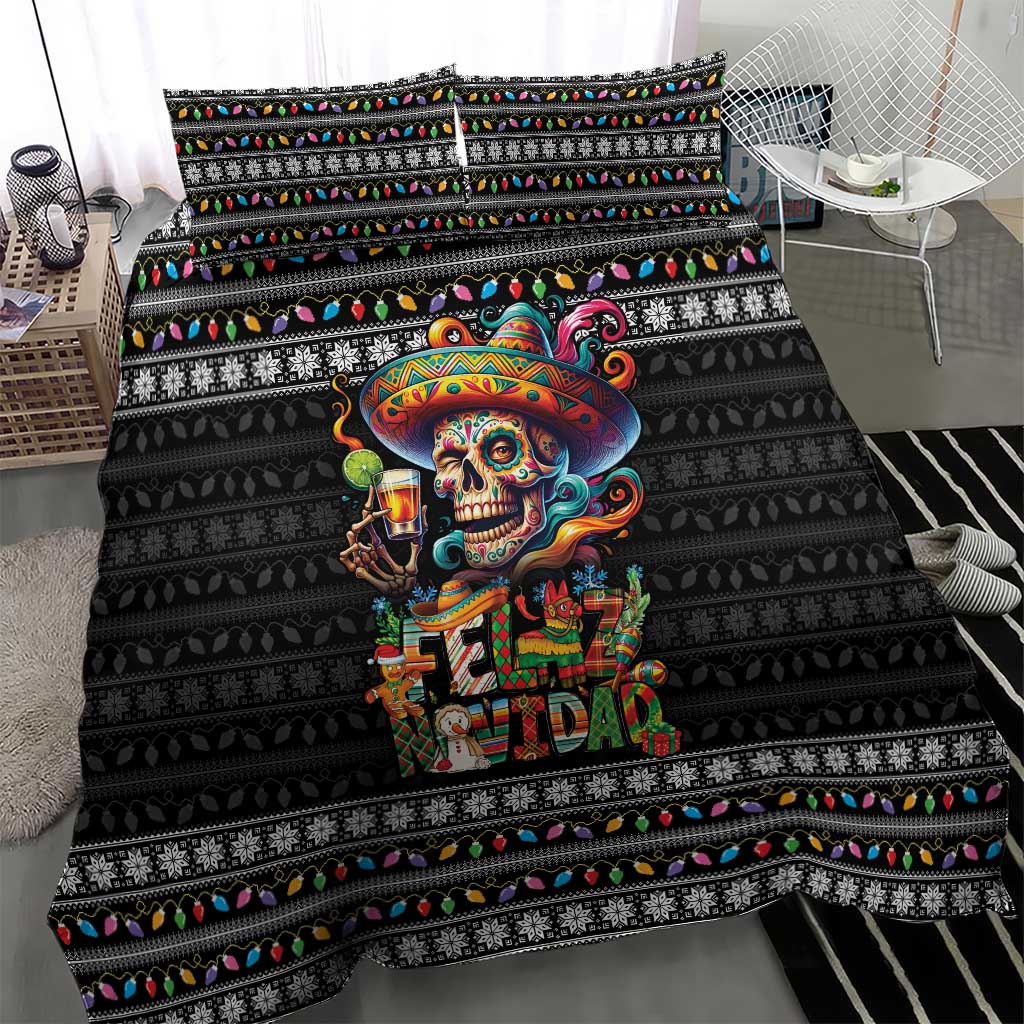 Mexican Sugar Skull Spanish Christmas Bedding Set Feliz Navidad Mexico - Wonder Print Shop