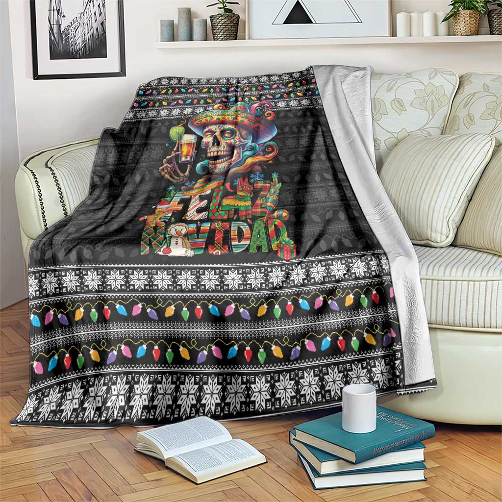 Mexican Sugar Skull Spanish Christmas Blanket Feliz Navidad Mexico - Wonder Print Shop