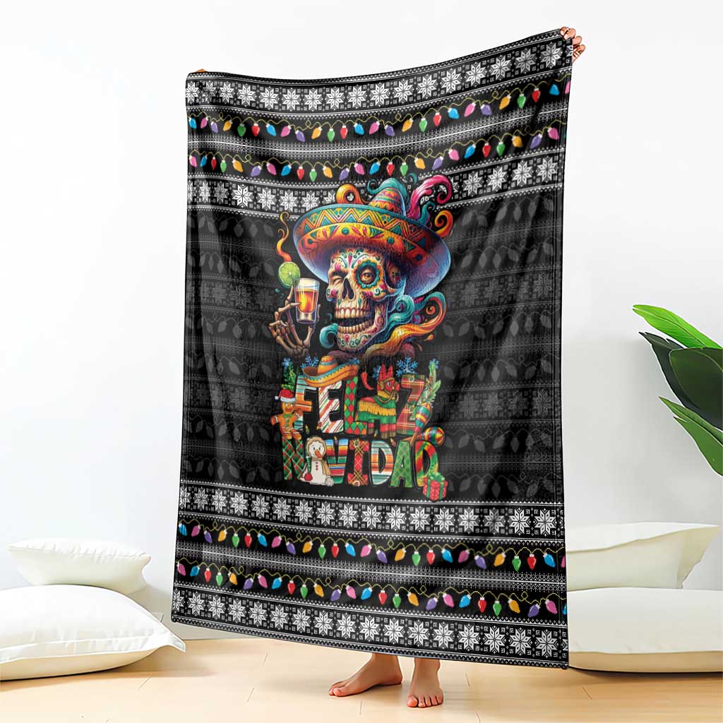 Mexican Sugar Skull Spanish Christmas Blanket Feliz Navidad Mexico - Wonder Print Shop