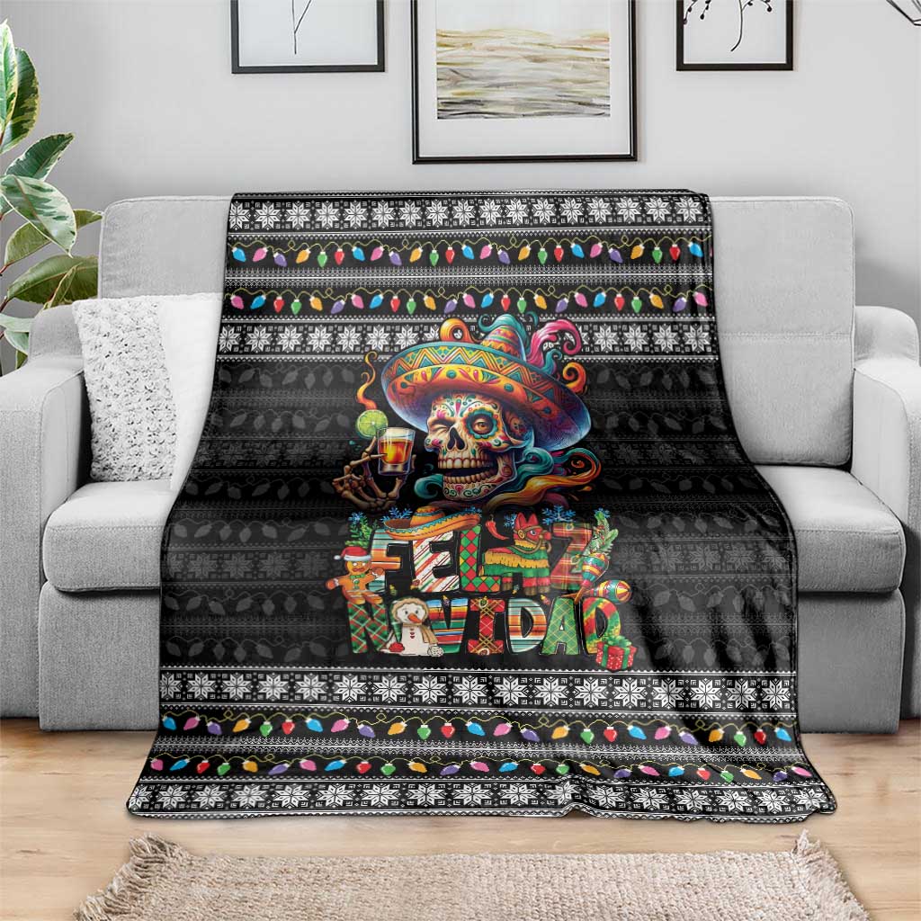 Mexican Sugar Skull Spanish Christmas Blanket Feliz Navidad Mexico - Wonder Print Shop