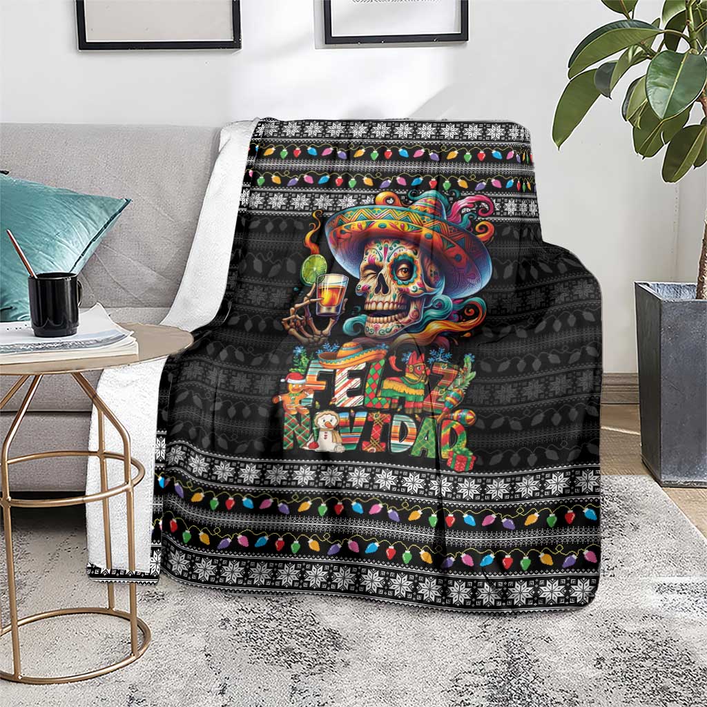 Mexican Sugar Skull Spanish Christmas Blanket Feliz Navidad Mexico - Wonder Print Shop