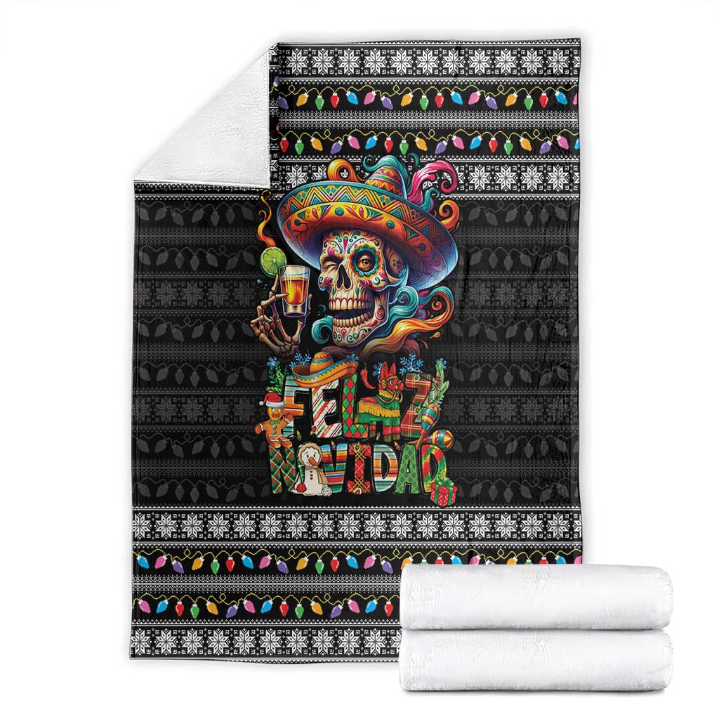 Mexican Sugar Skull Spanish Christmas Blanket Feliz Navidad Mexico - Wonder Print Shop