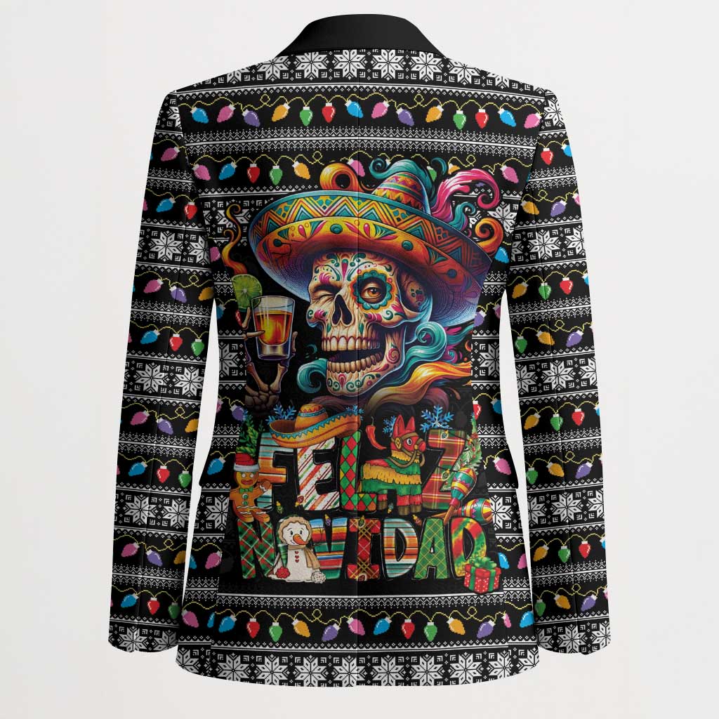 Mexican Sugar Skull Spanish Christmas Blazer Feliz Navidad Mexico - Wonder Print Shop