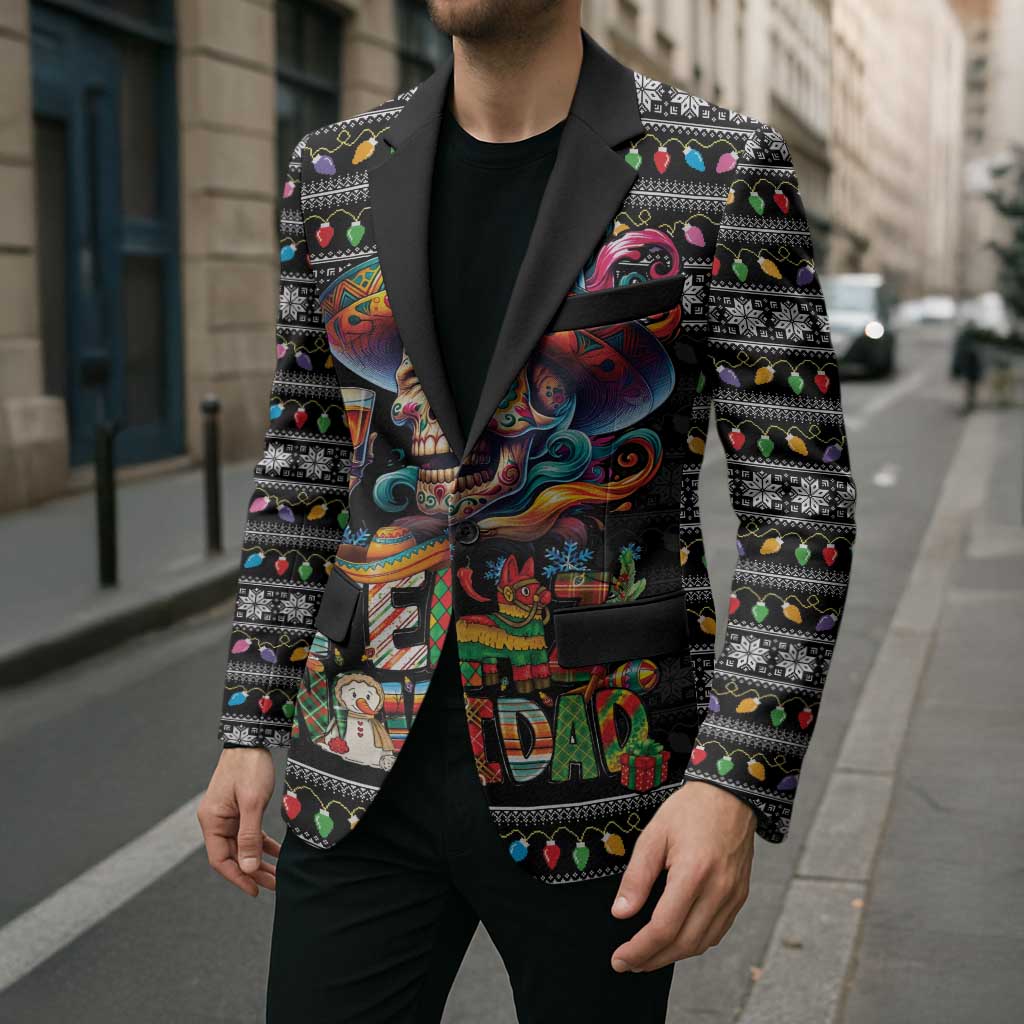 Mexican Sugar Skull Spanish Christmas Blazer Feliz Navidad Mexico - Wonder Print Shop