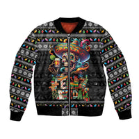 Mexican Sugar Skull Spanish Christmas Bomber Jacket Feliz Navidad Mexico - Wonder Print Shop