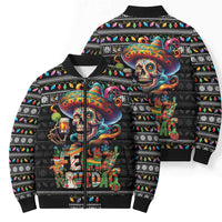 Mexican Sugar Skull Spanish Christmas Bomber Puffer Jacket Feliz Navidad Mexico - Wonder Print Shop