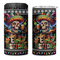 Mexican Sugar Skull Spanish Christmas 4 in 1 Can Cooler Tumbler Feliz Navidad Mexico - Wonder Print Shop