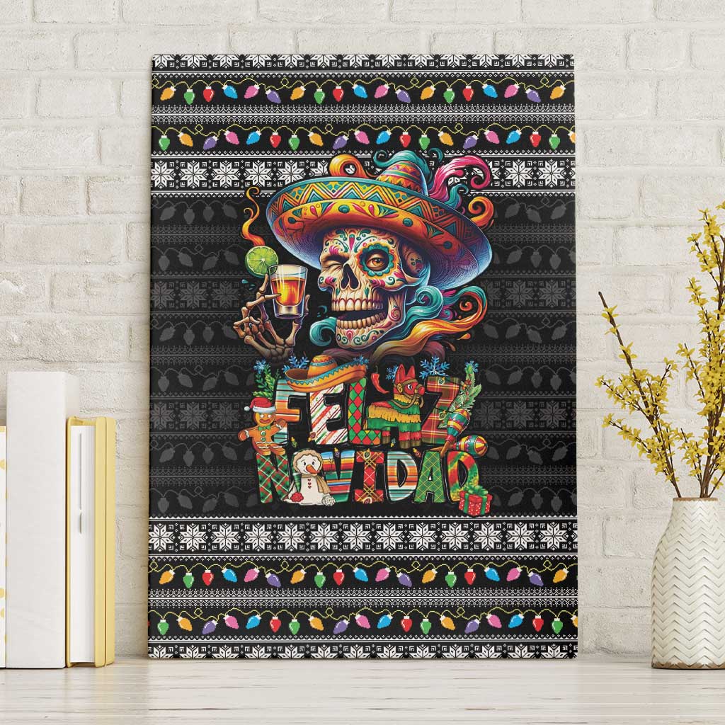 Mexican Sugar Skull Spanish Christmas Canvas Wall Art Feliz Navidad Mexico - Wonder Print Shop