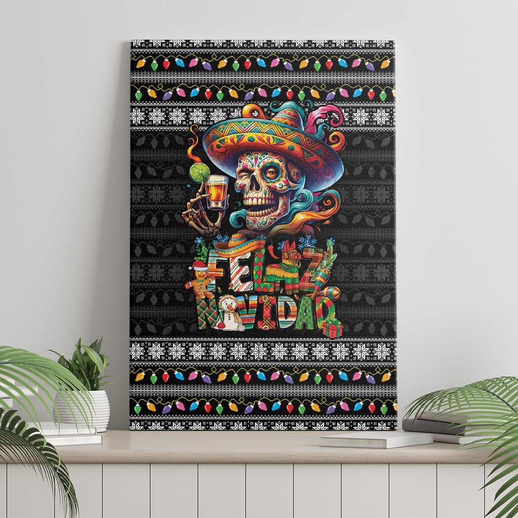 Mexican Sugar Skull Spanish Christmas Canvas Wall Art Feliz Navidad Mexico - Wonder Print Shop