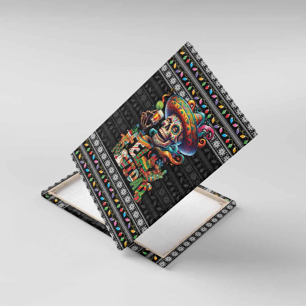 Mexican Sugar Skull Spanish Christmas Canvas Wall Art Feliz Navidad Mexico - Wonder Print Shop