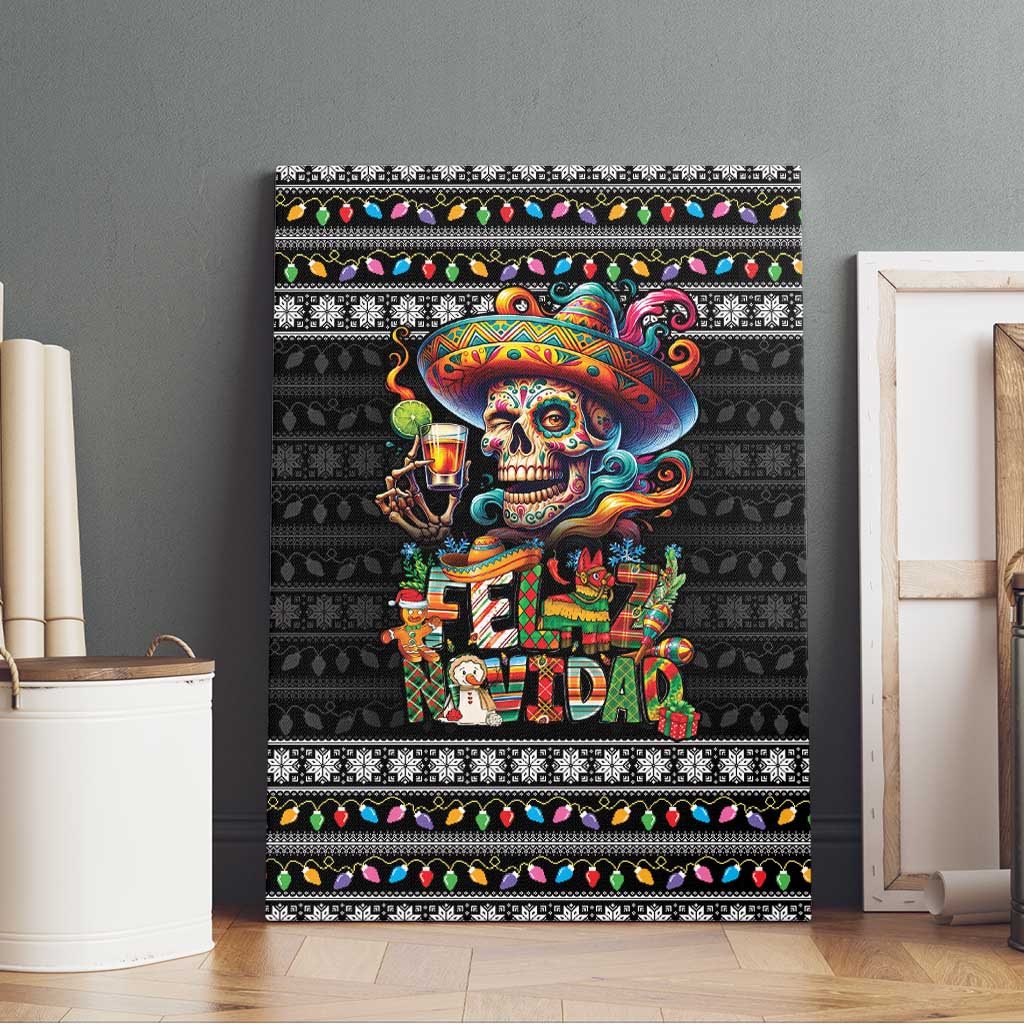 Mexican Sugar Skull Spanish Christmas Canvas Wall Art Feliz Navidad Mexico - Wonder Print Shop