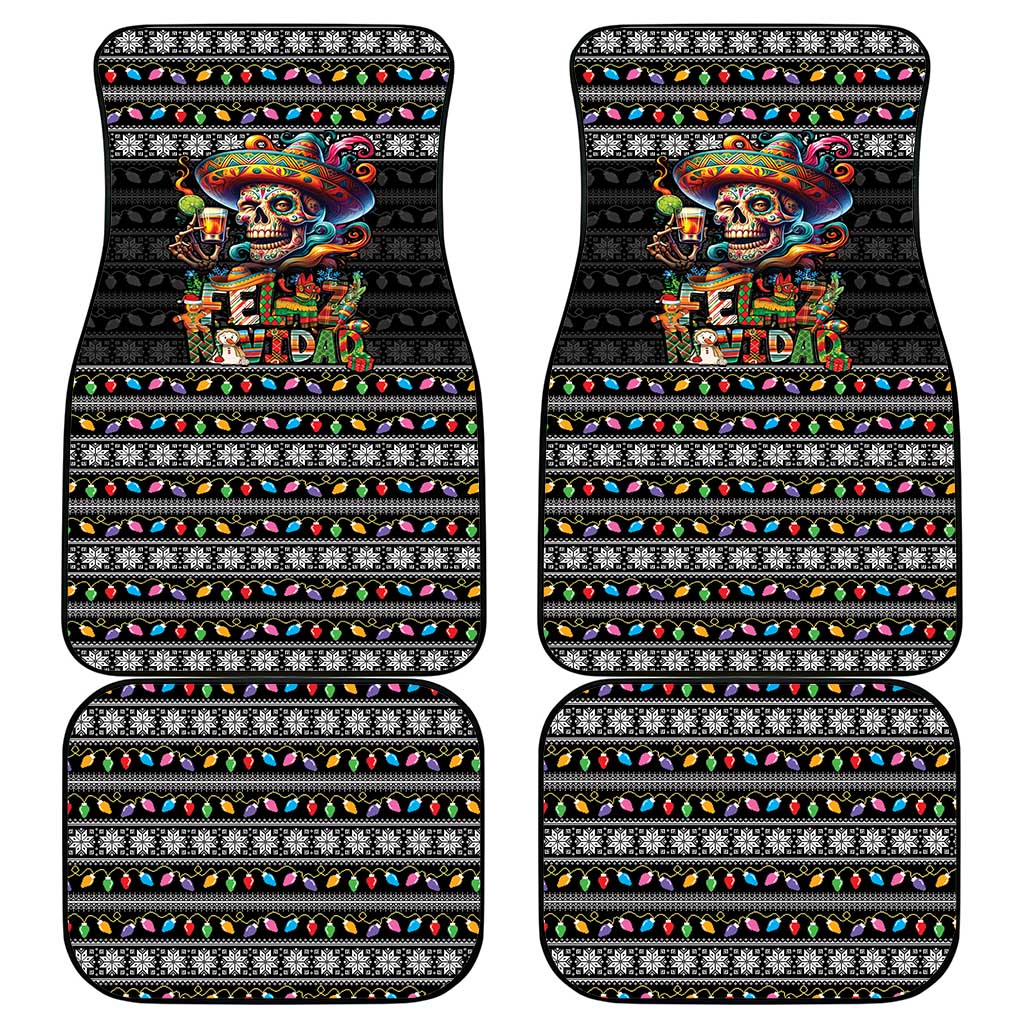 Mexican Sugar Skull Spanish Christmas Car Mats Feliz Navidad Mexico - Wonder Print Shop