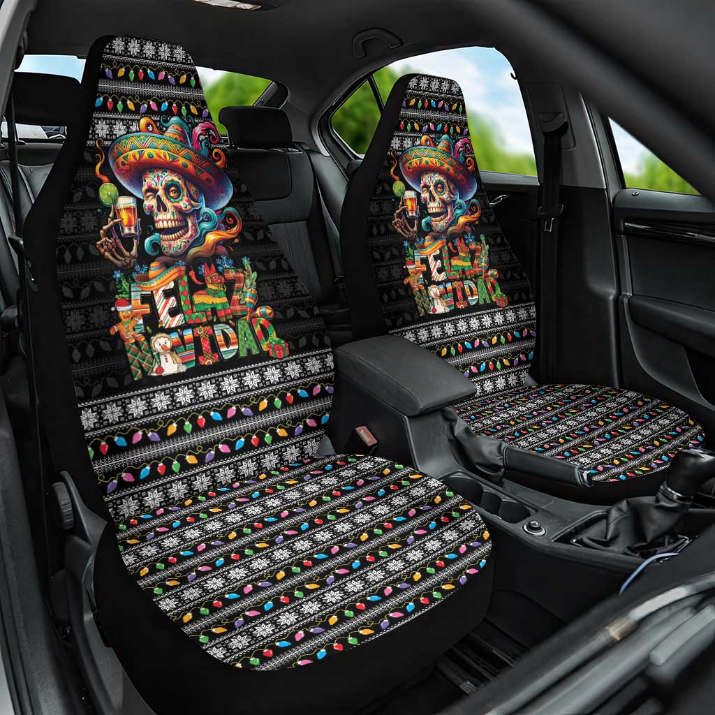 Mexican Sugar Skull Spanish Christmas Car Seat Cover Feliz Navidad Mexico - Wonder Print Shop