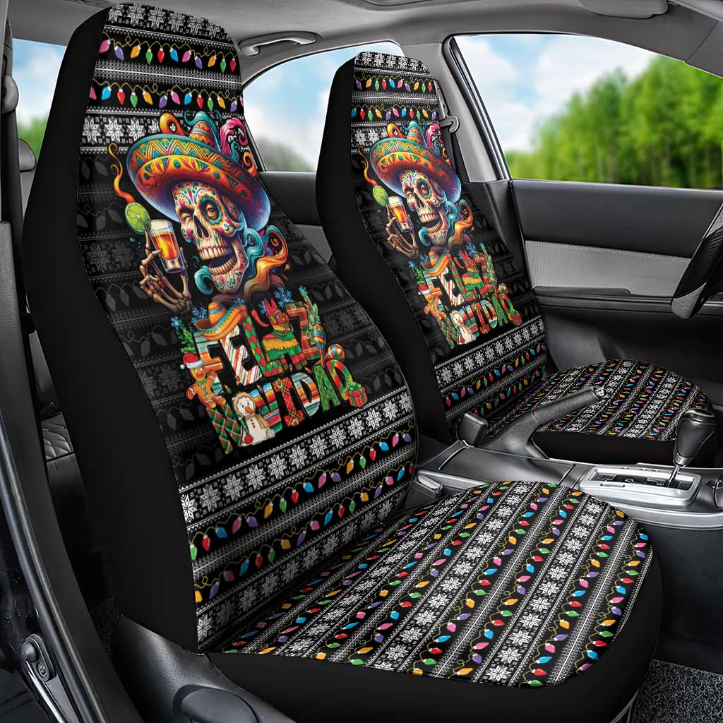 Mexican Sugar Skull Spanish Christmas Car Seat Cover Feliz Navidad Mexico - Wonder Print Shop