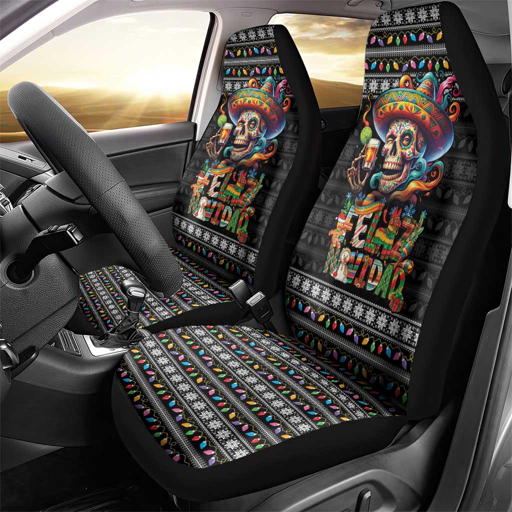 Mexican Sugar Skull Spanish Christmas Car Seat Cover Feliz Navidad Mexico - Wonder Print Shop