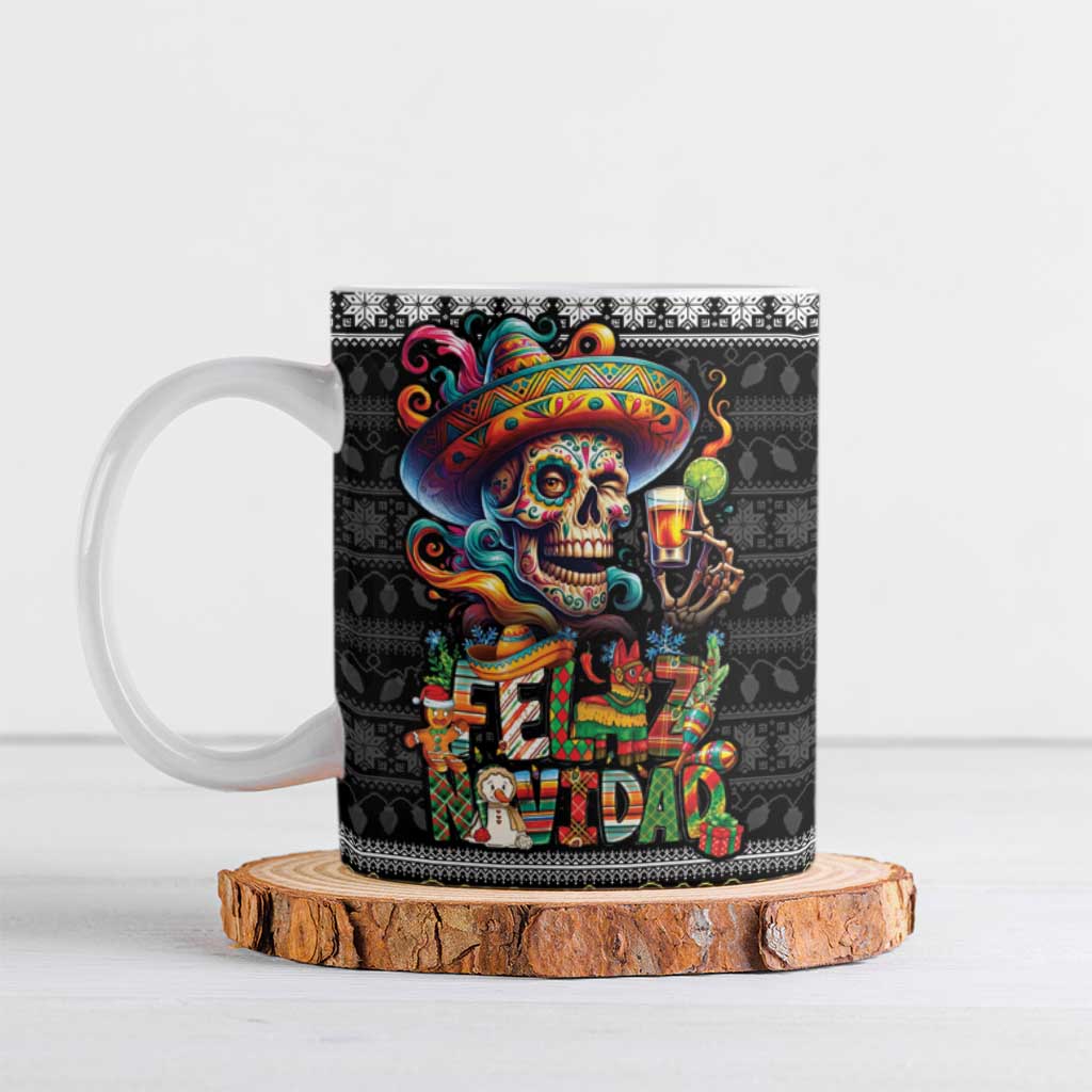Mexican Sugar Skull Spanish Christmas Ceramic Mug Feliz Navidad Mexico - Wonder Print Shop