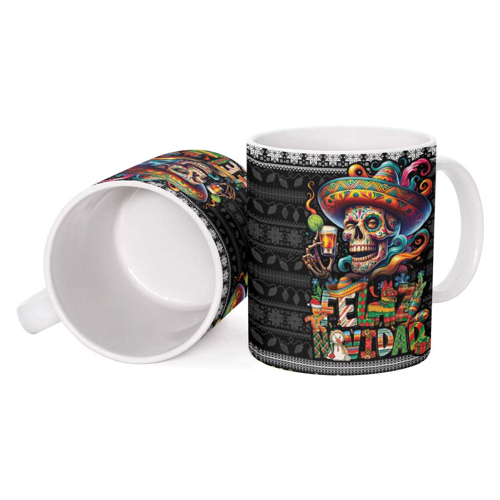 Mexican Sugar Skull Spanish Christmas Ceramic Mug Feliz Navidad Mexico - Wonder Print Shop