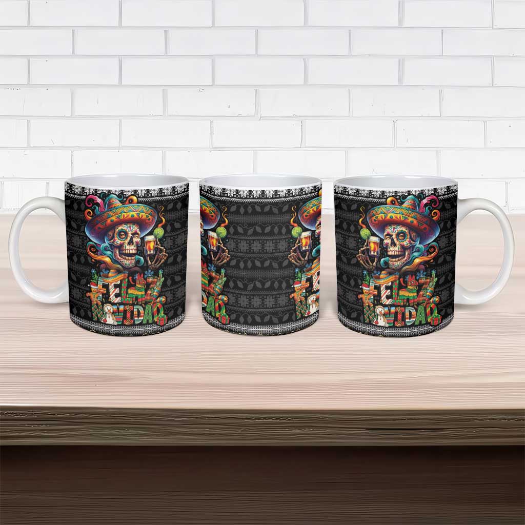 Mexican Sugar Skull Spanish Christmas Ceramic Mug Feliz Navidad Mexico - Wonder Print Shop