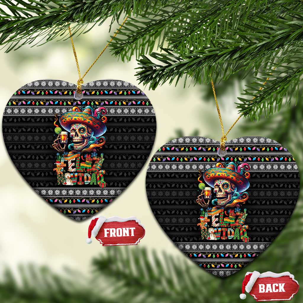 Mexican Sugar Skull Spanish Christmas Ceramic Ornament Feliz Navidad Mexico - Wonder Print Shop