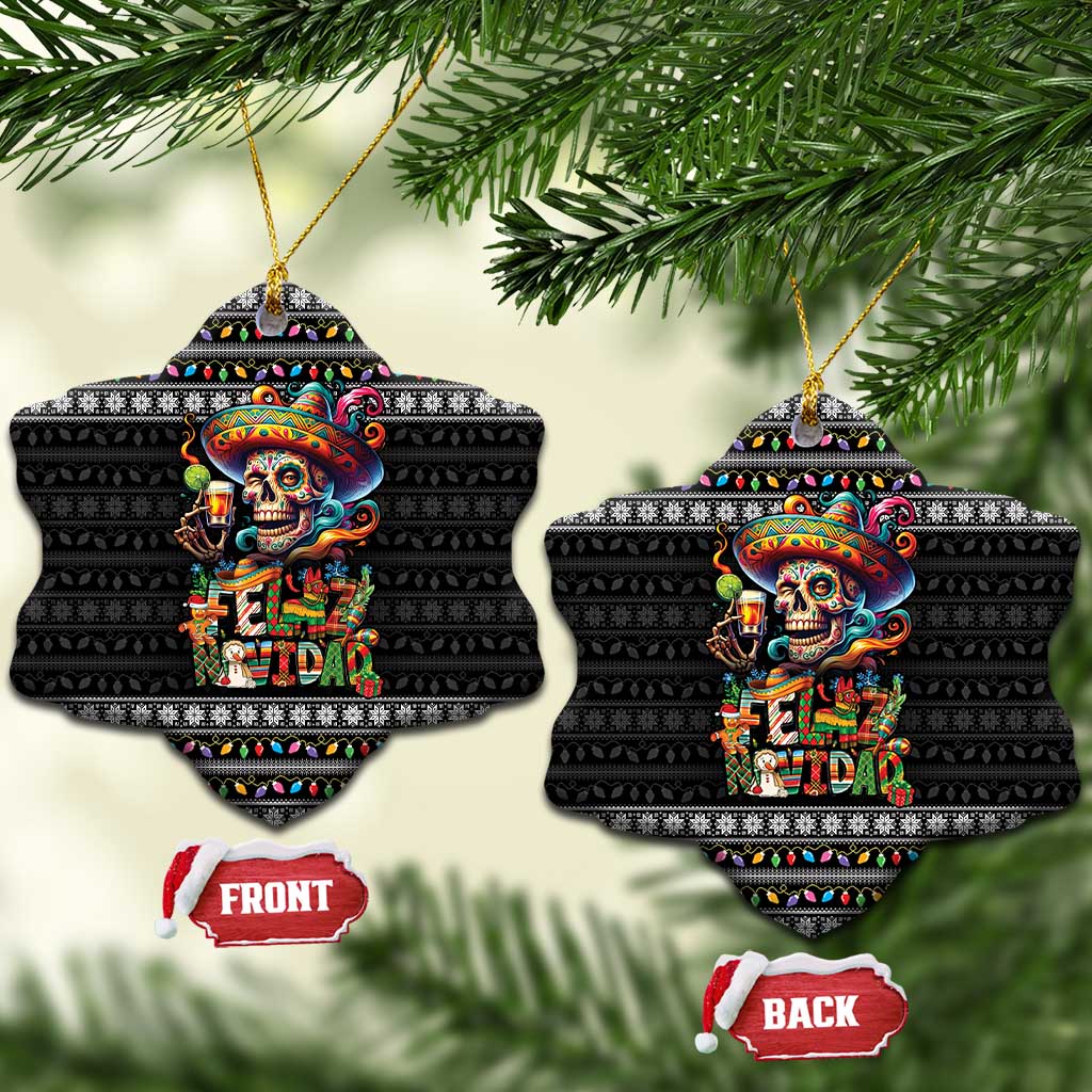 Mexican Sugar Skull Spanish Christmas Ceramic Ornament Feliz Navidad Mexico - Wonder Print Shop