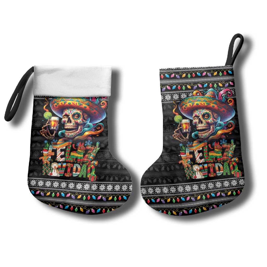Mexican Sugar Skull Spanish Christmas Stocking Feliz Navidad Mexico - Wonder Print Shop