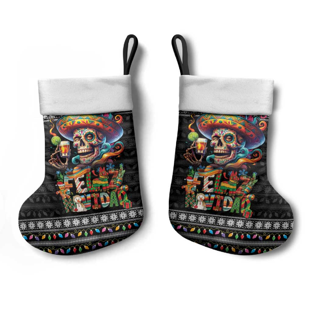 Mexican Sugar Skull Spanish Christmas Stocking Feliz Navidad Mexico - Wonder Print Shop