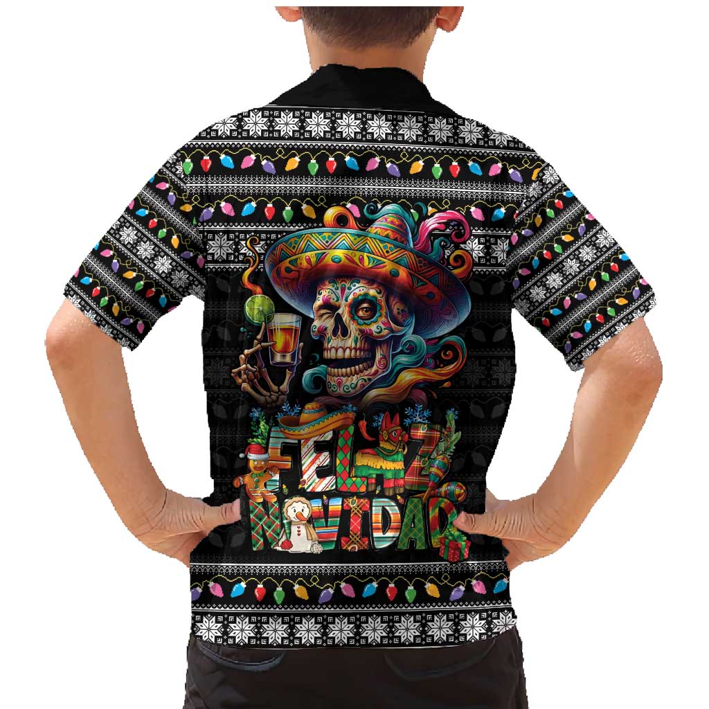 Mexican Sugar Skull Spanish Christmas Family Matching Mermaid Dress and Hawaiian Shirt Feliz Navidad Mexico - Wonder Print Shop