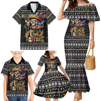 Mexican Sugar Skull Spanish Christmas Family Matching Mermaid Dress and Hawaiian Shirt Feliz Navidad Mexico - Wonder Print Shop