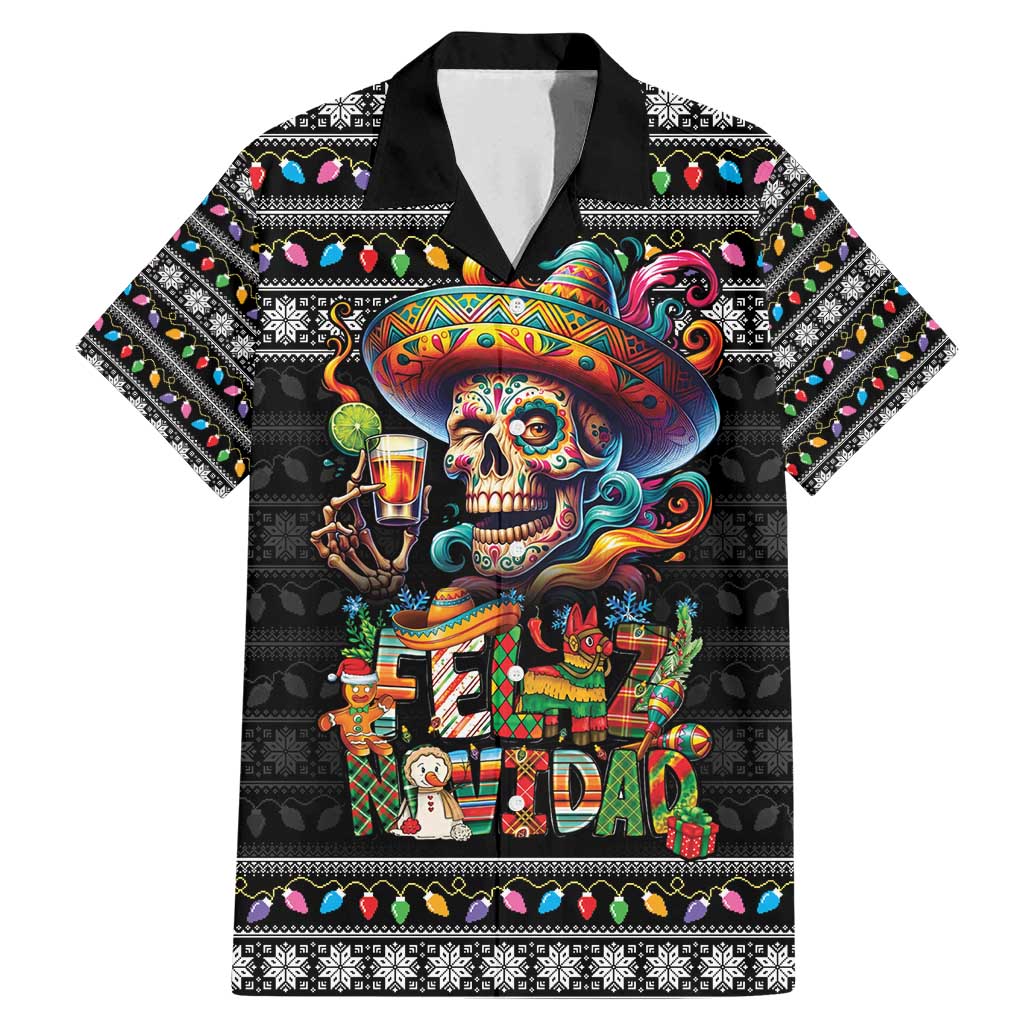 Mexican Sugar Skull Spanish Christmas Family Matching Mermaid Dress and Hawaiian Shirt Feliz Navidad Mexico - Wonder Print Shop