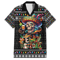 Mexican Sugar Skull Spanish Christmas Family Matching Off The Shoulder Long Sleeve Dress and Hawaiian Shirt Feliz Navidad Mexico - Wonder Print Shop