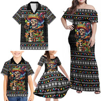 Mexican Sugar Skull Spanish Christmas Family Matching Off Shoulder Maxi Dress and Hawaiian Shirt Feliz Navidad Mexico - Wonder Print Shop