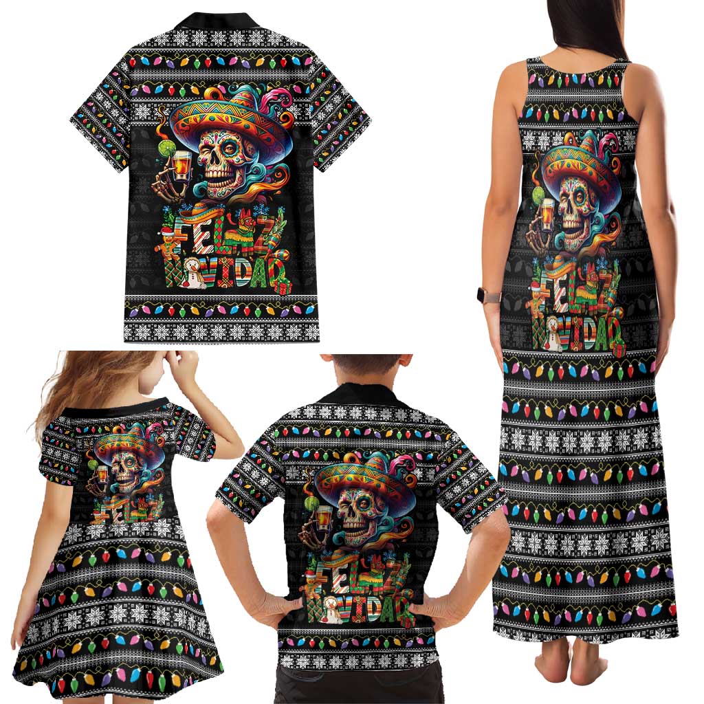 Mexican Sugar Skull Spanish Christmas Family Matching Tank Maxi Dress and Hawaiian Shirt Feliz Navidad Mexico - Wonder Print Shop