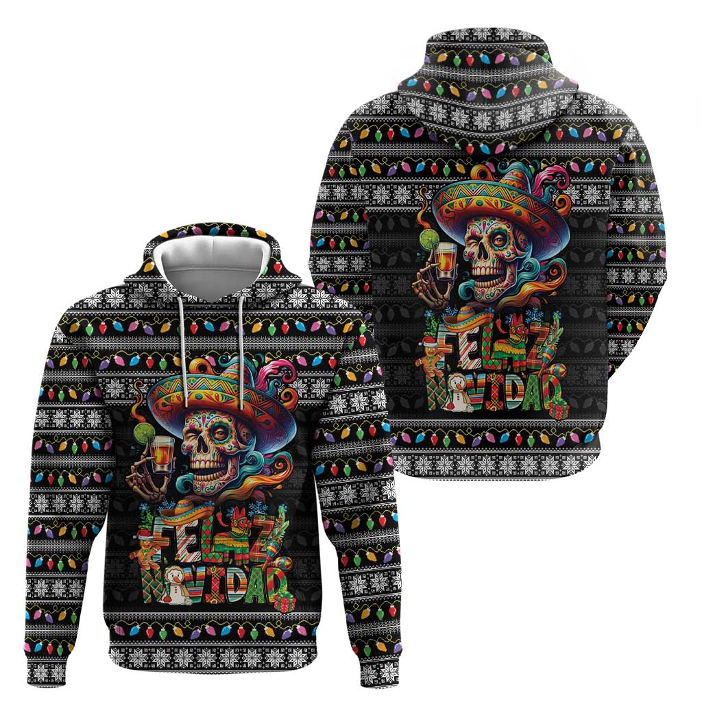 Mexican Sugar Skull Spanish Christmas Hoodie Feliz Navidad Mexico - Wonder Print Shop