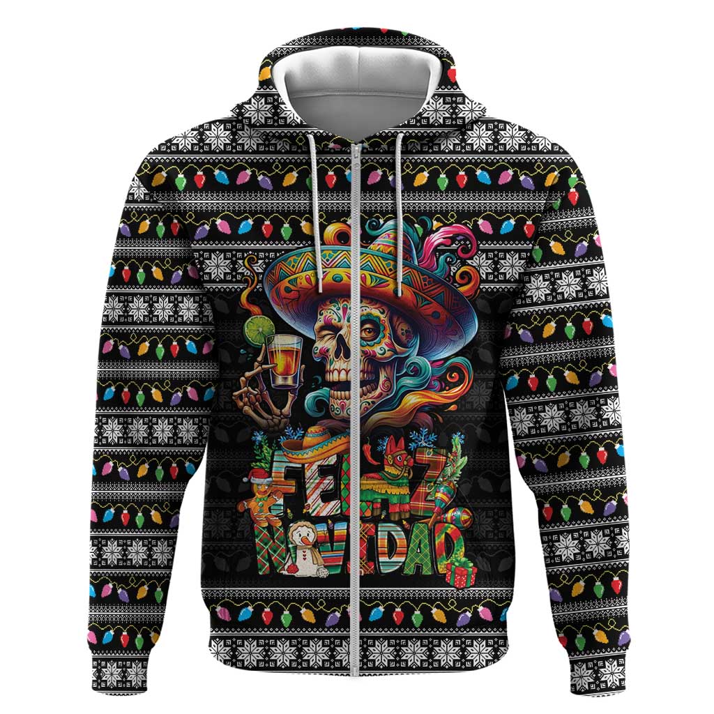 Mexican Sugar Skull Spanish Christmas Hoodie Feliz Navidad Mexico - Wonder Print Shop