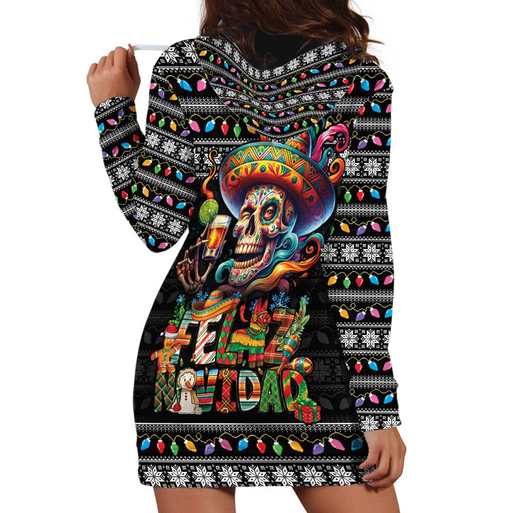 Mexican Sugar Skull Spanish Christmas Hoodie Dress Feliz Navidad Mexico - Wonder Print Shop