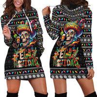Mexican Sugar Skull Spanish Christmas Hoodie Dress Feliz Navidad Mexico - Wonder Print Shop