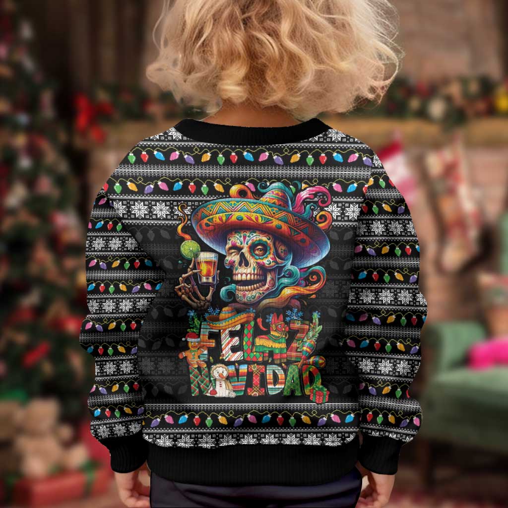 Mexican Sugar Skull Spanish Christmas Kid Ugly Christmas Sweater Feliz Navidad Mexico - Wonder Print Shop
