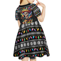 Mexican Sugar Skull Spanish Christmas Kid Short Sleeve Dress Feliz Navidad Mexico - Wonder Print Shop