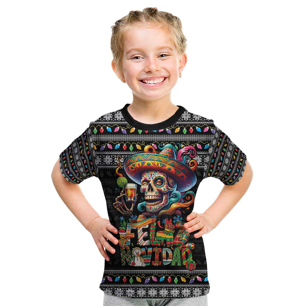 Mexican Sugar Skull Spanish Christmas Kid T Shirt Feliz Navidad Mexico - Wonder Print Shop