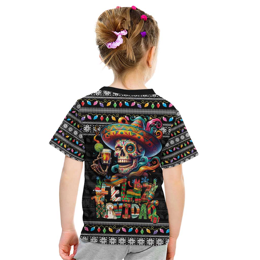 Mexican Sugar Skull Spanish Christmas Kid T Shirt Feliz Navidad Mexico - Wonder Print Shop