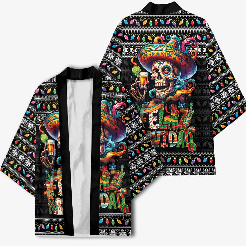 Mexican Sugar Skull Spanish Christmas Kimono Feliz Navidad Mexico - Wonder Print Shop