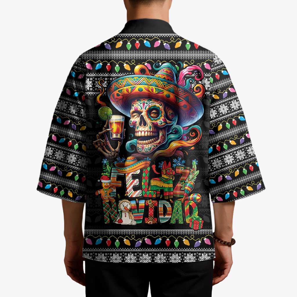 Mexican Sugar Skull Spanish Christmas Kimono Feliz Navidad Mexico - Wonder Print Shop