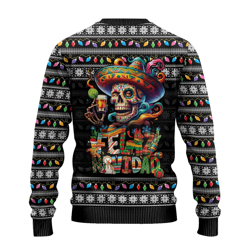 Mexican Sugar Skull Spanish Christmas Ugly Christmas Sweater Feliz Navidad Mexico - Wonder Print Shop