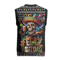 Mexican Sugar Skull Spanish Christmas Knitted V-Neck Vest Feliz Navidad Mexico - Wonder Print Shop