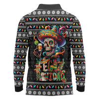 Mexican Sugar Skull Spanish Christmas Long Sleeve Polo Shirt Feliz Navidad Mexico - Wonder Print Shop